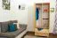 Kleiderschrank | 2 Drehtüren | 2 Schubladen | 4 Fächer | mit Kleiderstange | 80 cm breit | Massivholz | Farbe: Natur Abbildung