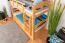 Stockbett + Bettkasten für Jugendliche 90 x 200 cm | Massivholz: Buche | Natur Lackiert | umbaubar in 2 Einzelbetten | inkl. Bettkasten | inkl. Rollroste Abbildung