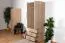 Schmaler Kleiderschrank | 2 Drehtüren | 3 Schubladen | 1 Fach | mit Kleiderstange | 75 cm breit | Farbe: Braun Abbildung