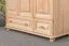 Kleiderschrank | 3 Drehtüren | 2 Schubladen | 4 Fächer | mit Kleiderstange | 133 cm breit | Massivholz | Farbe: Natur Abbildung