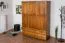 Kleiderschrank | 3 Drehtüren | 4 Schubladen | 4 Fächer | mit Kleiderstange | 154 cm breit | Massivholz | Farbe: Eiche Rustikal Abbildung