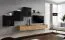 Wohnwand im außergewöhnlichen Design Balestrand 158, Farbe: Schwarz / Eiche Wotan - Abmessungen: 150 x 330 x 40 cm (H x B x T), mit Push-to-open Funktion