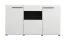 Sideboard / Kommode mit drei Türen Idos 02, Farbe: Weiß / Weiß Hochglanz / Schwarz, eine Schublade, acht Fächer, Maße: 96,5 x 173 x 41,5 cm, für Wohnzimmer