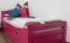Einzelbett / Gästebett "Easy Premium Line" K1/2h inkl. 2. Liegeplatz und 2 Abdeckblenden, 90 x 200 cm Buche Vollholz massiv rosa lackiert