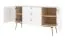 Kommode | Weiß matt | 158 x 47 x 82 cm | Palauli 03 | 3 Schubladen | 2 Türen | Soft Close System | abgerundete Fronten | Metallbeine | Metallgriffe in Gold