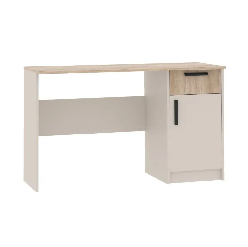 Schreibtisch | Fafe 19 | Kaschmir / Eiche Cremona | 1 Tür | 1 Schublade | 2 Fächer | Soft Close System | 75,5 x 125 x 52,5 cm | eckig | Bürotisch