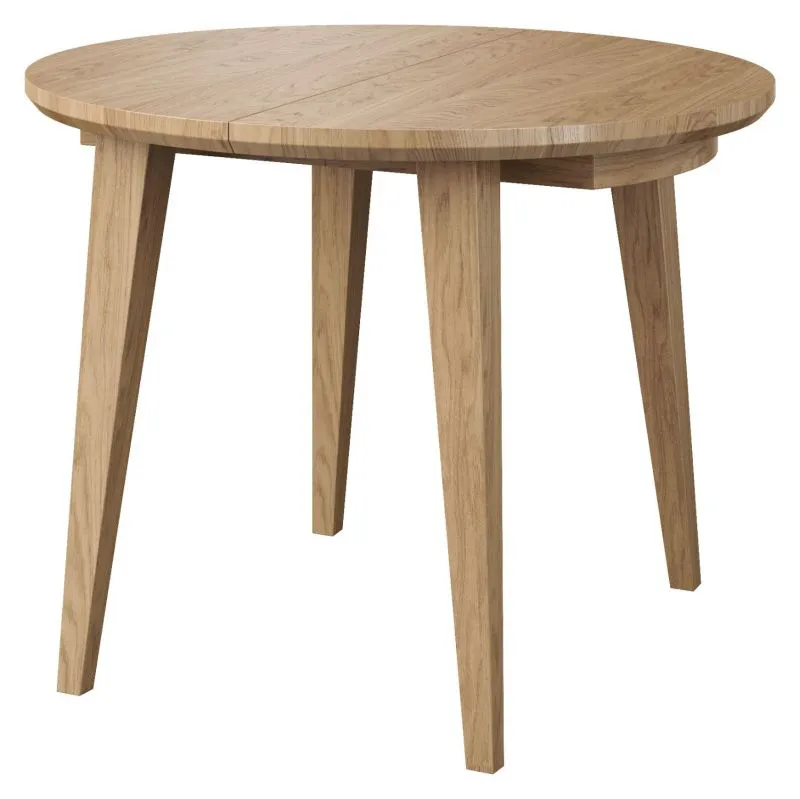 Runder ausziehbarer Esstisch aus Eiche Massivholz Gorica 24, in Eiche Gold, 100-250 cm, hochwertig verarbeitet, sehr stabil, langlebig und robust