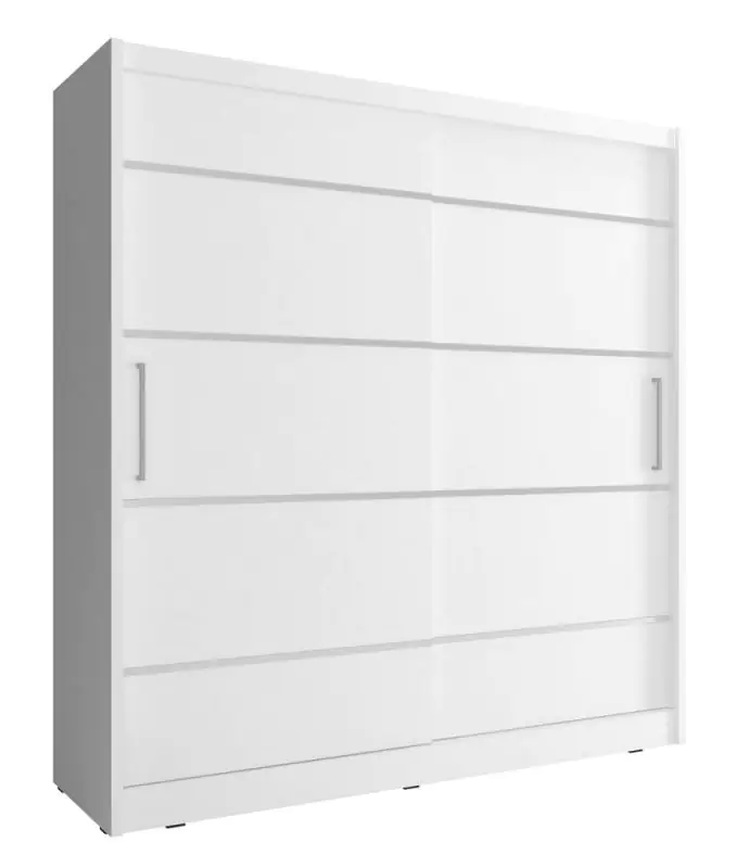 Kleiderschrank mit 10 Fächern im modernen Design Warbreck 32, Farbe: Weiß - Abmessungen: 214 x 200 x 62 cm (H x B x T)