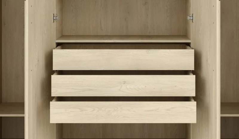 Schubladen für Kleiderschrank Edegem 01 | 3 Stück | Farbe: Eiche Cremona