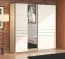 Kleiderschrank | Farbe: Opak Weiß | breit | 1 Spiegeltür | Schiebetürenschrank | Maße: 220 x 61 x 217,5 cm | ABS-Kanten | 2 Kleiderstangen | 2 Fächer