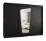 Schiebetürenschrank / Kleiderschrank Aletschhorn 23, Farbe: Schwarz, 10 Fächer, zwei Spiegeltüren, 2,5 Meter breit, zwei Kleiderstangen, Aluminiumschienen