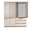 Drehtürenschrank / Kleiderschrank | 183,5 x 52 x 205 cm | 3 Schubladen | 5 Fächer | 1 Kleiderstange | Kaschmir / Eiche Artisan | 6 Türen
