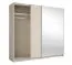 Kleiderschrank mit Spiegel |  Kaschmir | 221 x 60 x 207 cm | 1 Kleiderstange | Metallgriffe | inkl. Beleuchtung | 6 Fächer | Soft-Close-System | Igoumenitsa 04