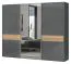 Kleiderschrank mit Spiegel, Farbe: Anthrazit Hochglanz / Walnuss - 224 x 272 x 61 cm (H x B x T) Abbildung