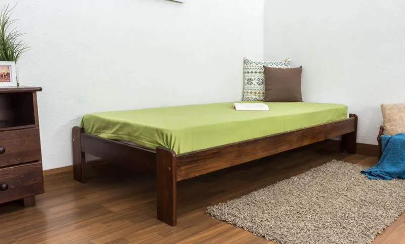 Bettgestell Kiefer 90 x 200 cm Nuss Abbildung