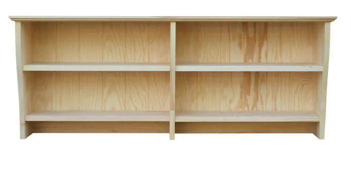 Hängeregal, Wandregal, Bücherregal - 124 cm breit, Kiefer Massivholz, Farbe: Natur Abbildung