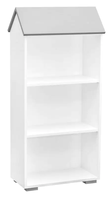 Kinderzimmer - Bücherregal Daniel 02, Farbe: Weiß / Grau - 130 x 62 x 30 cm (H x B x T)
