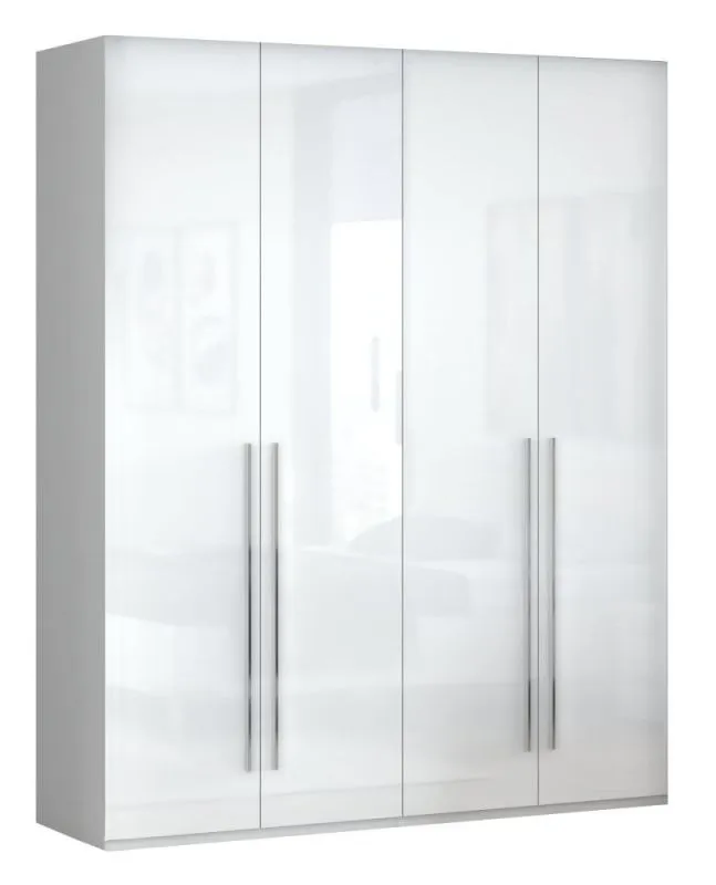182 cm breiter Kleiderschrank mit 4 Türen | Farbe: Weiß Abbildung