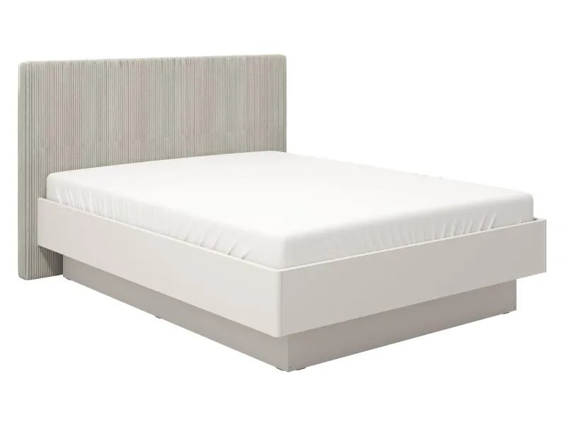 Doppelbett mit gepolsterten Kopfteil Krupa 04, Farbe: Kaschmir, Kopfteil: Beige, ABS-Kantenschutz, modernes Design, Liegefläche: 160 x 200 cm