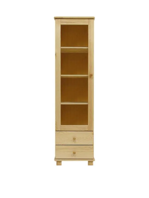 Esszimmerschrank, Vitrine, 40 cm breit, Kiefer massiv, Optik: Natur Abbildung