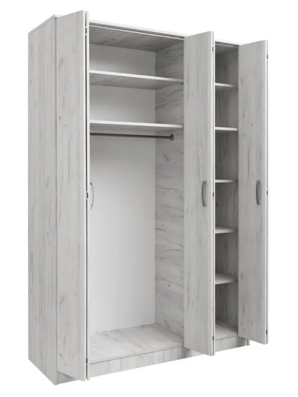 150 cm breiter Kleiderschrank mit 3 Türen | Farbe: Weiß Abbildung