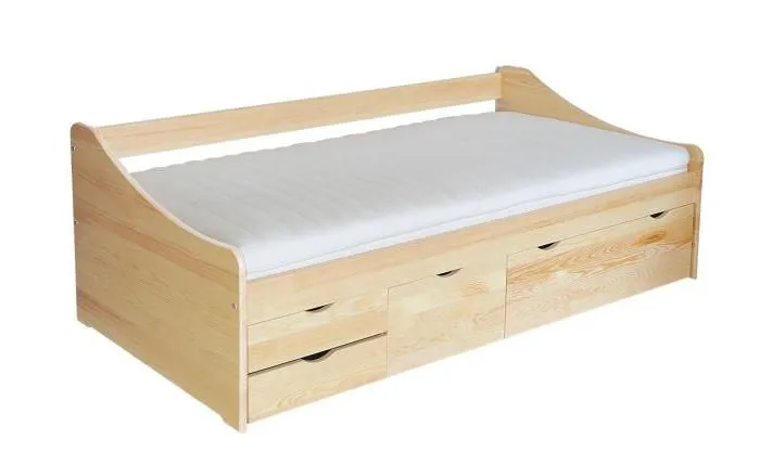 Holzbett 90 x 200 cm Kiefer massiv Natur mit Lattenrost Abbildung