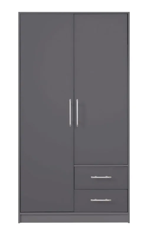 Schmaler Kleiderschrank Hannut 39, Farbe: Anthrazit - Abmessungen: 190 x 100 x 56 cm (H x B x T)
