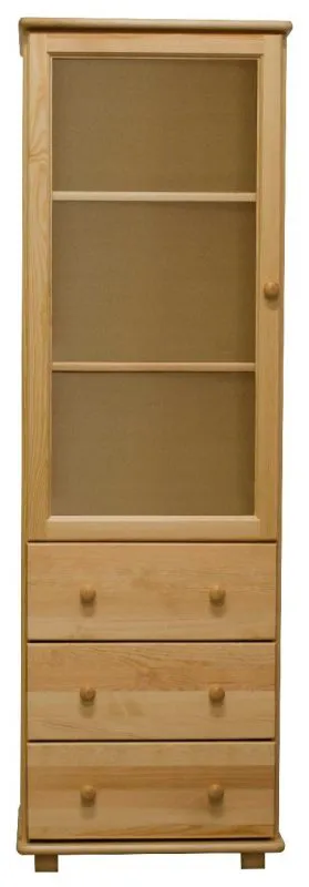 Wohnzimmerschrank, Vitrine, 60 cm breit, Kiefernholz massiv, Farbe: Natur Abbildung