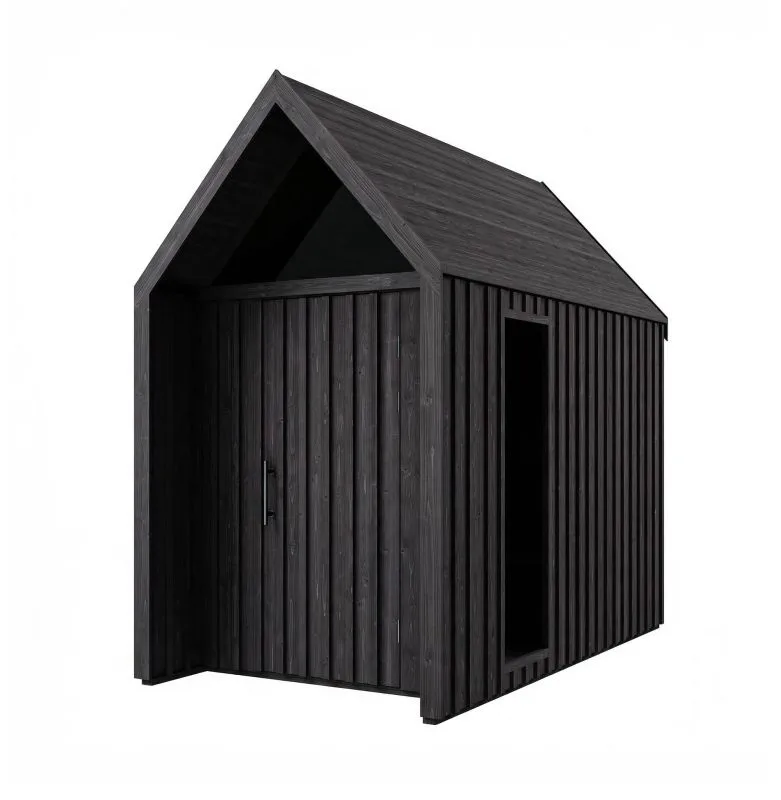 Gartenhütte mit Dreieckfenster | Schwarz | Außenmaße: 162,4 x 207,7 cm | Grundfläche: 4,50 m² | Skandinavischer Style | Malmö 03 | Satteldach
