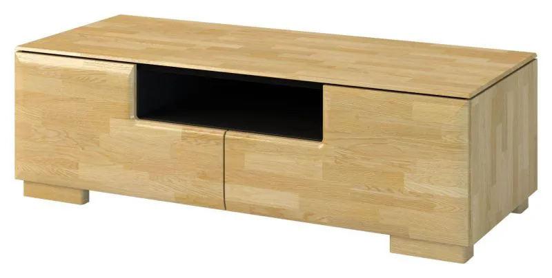 TV-Möbel TV-Schrank teilmassiv Farbe: Eiche / Schwarz 38x122x50 cm  Abbildung