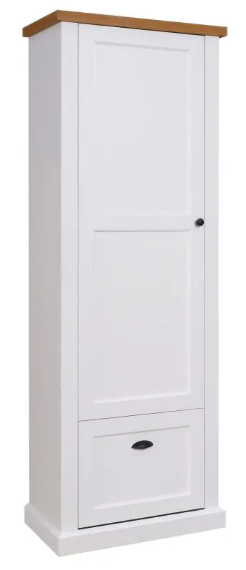 Schrank "Veternik" 06, Farbe: Weiß / Eiche - Abmessungen: 200 x 72 x 42 cm (H x B x T)