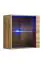Zwei Hängevitrinen mit Wandregal Balestrand 366, Farbe: Eiche Wotan / Schwarz - Abmessungen: 110 x 130 x 30 cm (H x B x T), mit LED-Beleuchtung