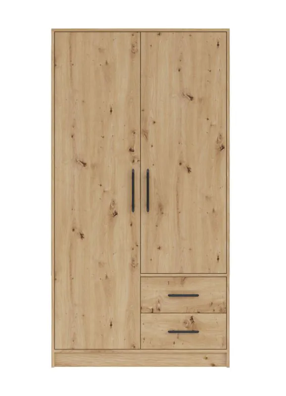 Moderner Kleiderschrank Hannut 22, Farbe: Eiche Artisan - Abmessungen: 190 x 100 x 56 cm (H x B x T)