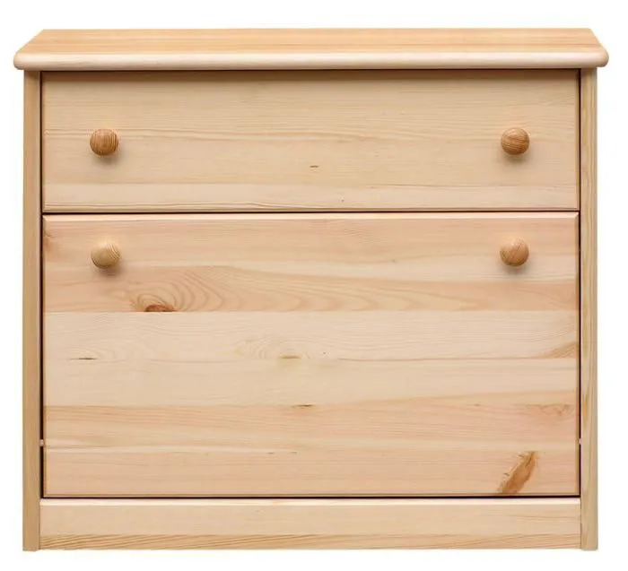 Schuhschrank Schuhkommode Holz massiv, Farbe: Natur 62x72x30 cm, für Garderobe, Vorzimmer, Flur Abbildung