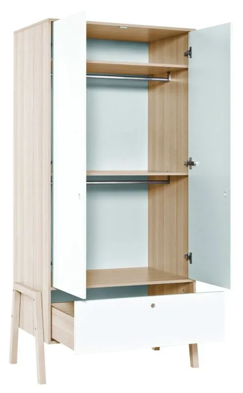 1 Meter breiter Kleiderschrank mit 2 Türen | Farbe: Weiß Abbildung