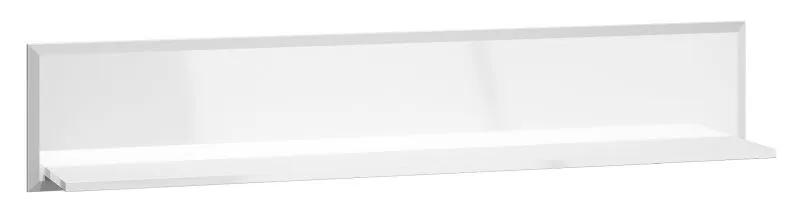 Hängeregal / Wandregal Sydfalster 06, Farbe: Weiß / Weiß Hochglanz - Abmessungen: 27 x 143 x 22 cm (H x B x T)