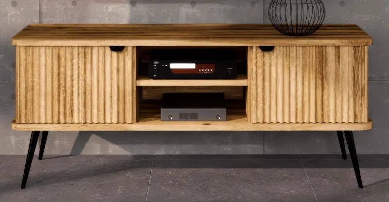 TV-Unterschrank Rolleston 25 Wildeiche massiv geölt - Abmessungen: 57 x 144 x 46 cm (H x B x T)