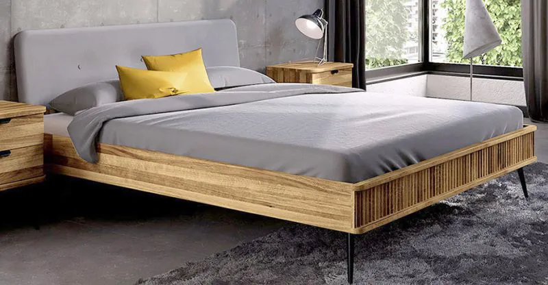 Eiche-Bett massiv | 160 x 200 cm | Wildeiche | Geölt | Natur Abbildung