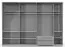 Drehtürenschrank / Kleiderschrank mit Rahmen Siumu 37, Farbe: Weiß / Weiß Hochglanz - 226 x 322 x 60 cm (H x B x T)