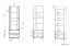 Vitrine Roanoke 02, Farbe: Weiß / Weiß Glanz - Abmessungen: 190 x 55 x 40 cm (H x B x T), mit 1 Tür, 2 Schubladen und 4 Fächern