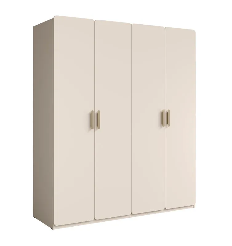 Drehtürenschrank / Kleiderschrank mit vier Türen Ioannina 01, Farbe: Beige, zwei Kleiderstangen, zwei Fächer, Maße: 210 x 179 x 60,5 cm, ABS-Kanten