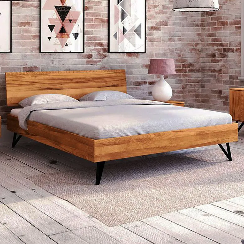 Buche-Bett massiv | 90 x 200 cm | Kernbuche | Geölt | Natur Abbildung