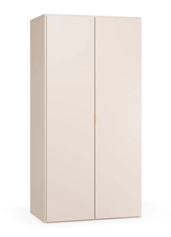 Kleiderschrank / Drehtürenschrank | zwei Kleiderstangen | inkl. LED-Beleuchtung mit Bewegungssensor | Griffe: Gold | Maße: 92,5 x 57 x 185 cm