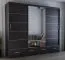 2,5 Meter breiter Schiebetürenschrank / Kleiderschrank mit Spiegel Schwarz | Lusatian 39 | 218 x 250 x 61 cm | 3 Türen | 4 Schubladen | 7 Fächer