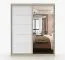 Kleiderschrank / Schiebetürenschrank | mit Spiegel | Eiche / Weiß | Cuillin 09 | 218 x 183 x 61 cm | 2 Türen | 6 Fächer | Front in Holzoptik