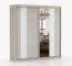 2 Meter breiter Schiebetürenschrank / Kleiderschrank mit Spiegel | Grau-Weiß / Eiche | Gorski 34 | 218 x 203 x 61 cm | 2 Türen | 6 Fächer | modern