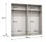 Kleiderschrank / Drehtürenschrank mit vier Spiegeltüren | Farbe: Walnuss | 2 Meter breit | Griffe: Schwarz | zwei Fächer | zwei Kleiderstangen | Soft-Close