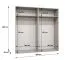 Drehtürenschrank mit Soft-Close-Funktion Korab 136, Farbe: Weiß, Griffe: Kaschmir, 2 Meter breit, zwei Fächer, vier Spiegeltüren, zwei Kleiderstangen