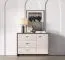 Kommode / Sideboard Mackenzie 05 | Farbe: Eiche Dunin / Kaschmir Hochglanz | Maße: 117 x 40 x 85 cm | Griffe: Metall | 1 Tür | 3 Schubladen | Soft-Close