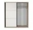 Kleiderschrank / Schiebeürenschrank | 1 Kleiderstange | 200 x 49 x 215 cm | Eiche Premium / Weiß | 6 Fächer | 5 Einlegeböden | 2 Türen
